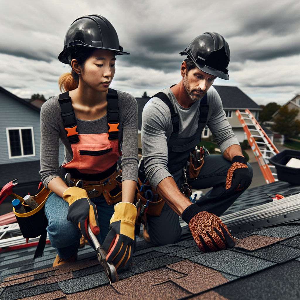 Roff expert inspecting shingles on a Jacksonville home