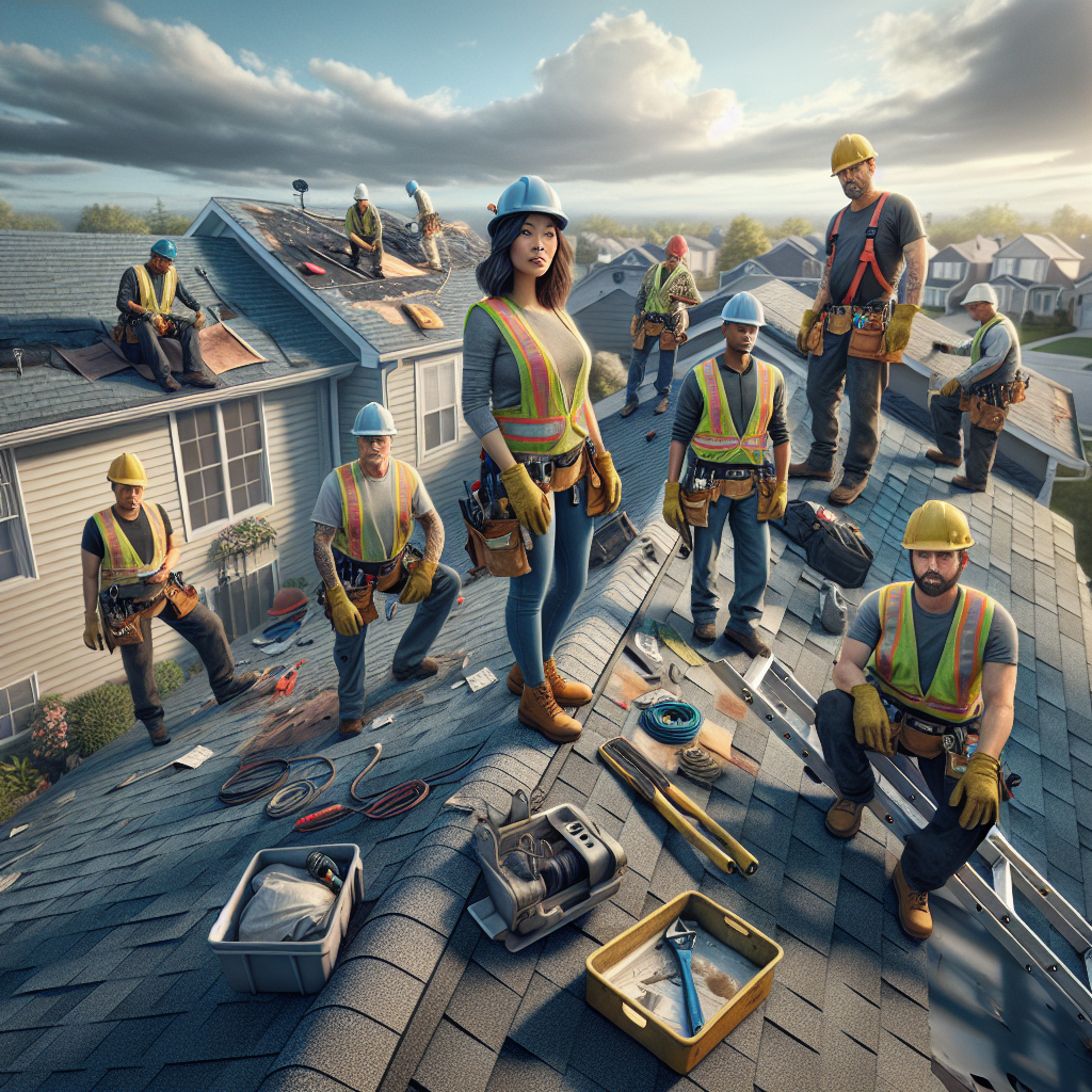 Roff expert inspecting shingles on a residential roof in Jacksonville